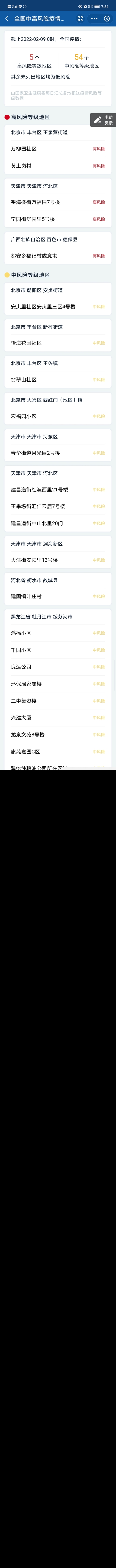 全国高风险和中风险地区名单（2022年2月9日）