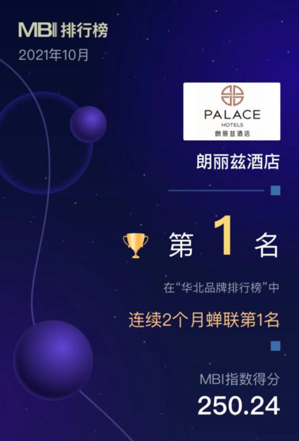 华北第一 MBI华北品牌排行榜出炉，朗丽兹酒店蝉联榜首